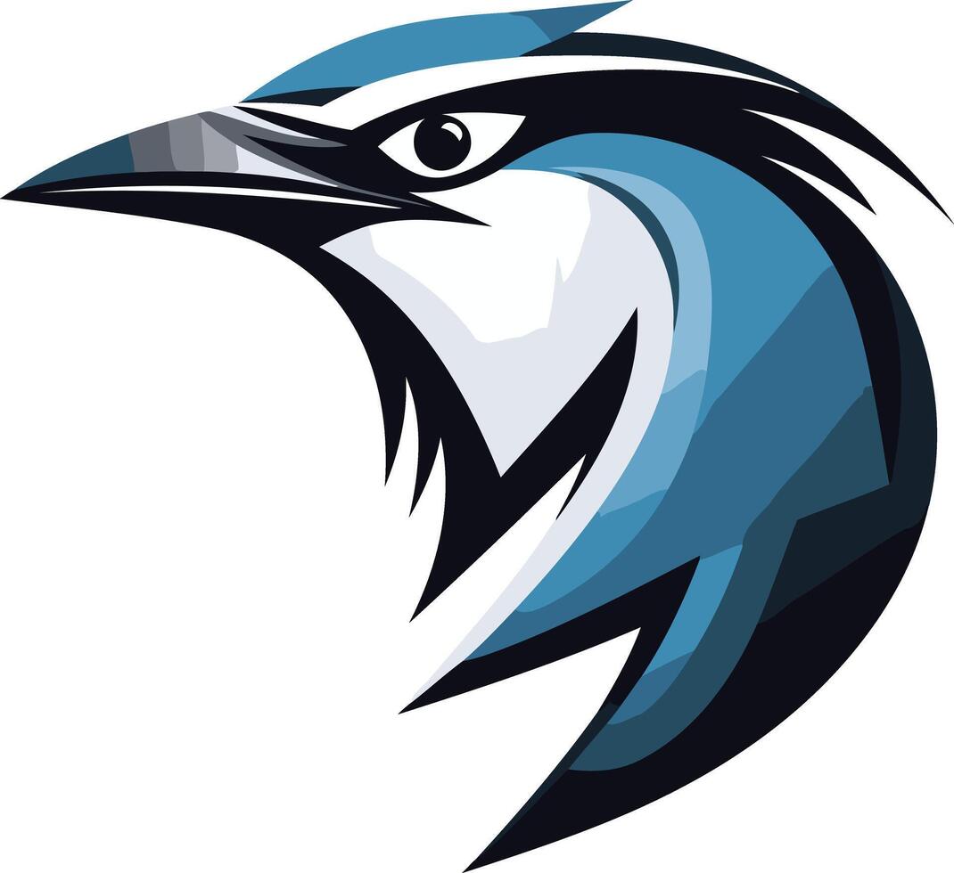 A bold and dynamic logo featuring a stylized blue jay head, perfect for sports teams, businesses, and organizations seeking a powerful and recognizable brand identity vector