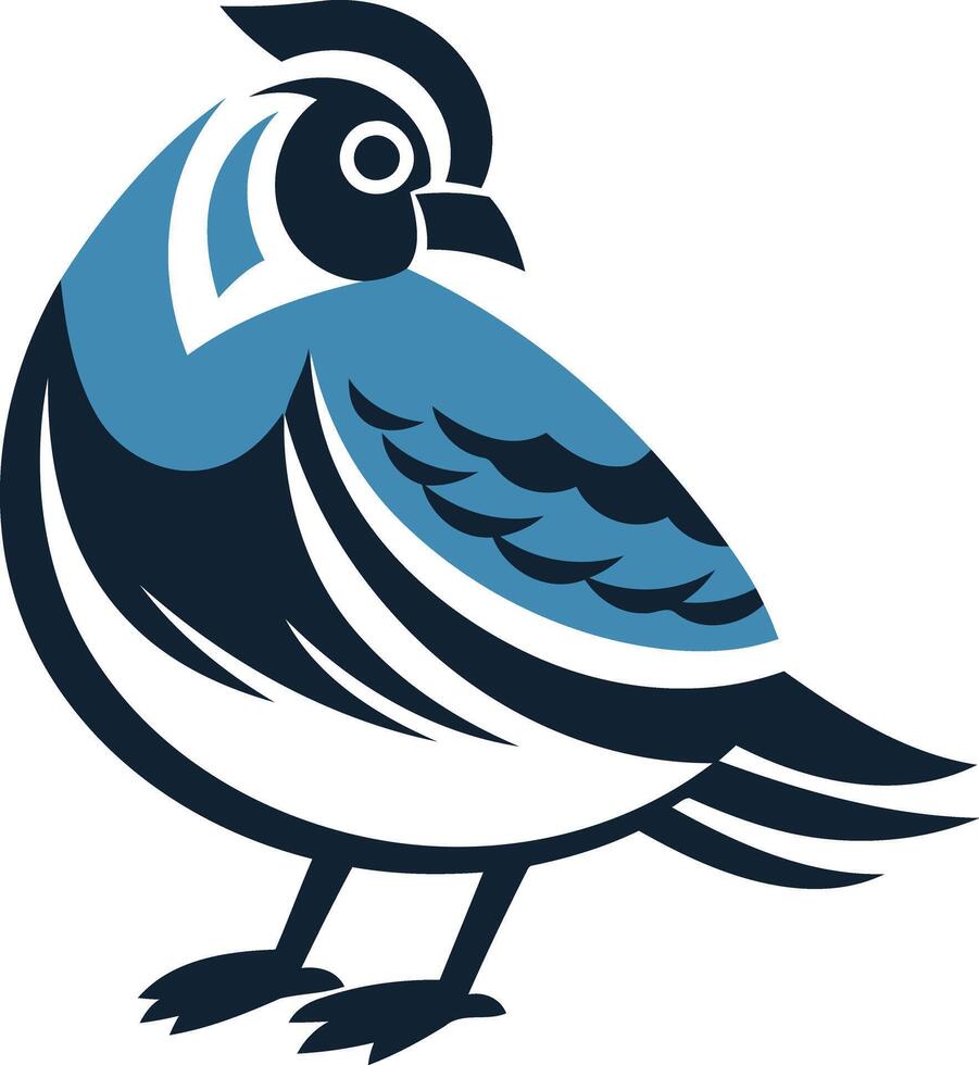 Stylized blue and black quail bird logo, perfect for nature, wildlife, or conservation-related businesses vector