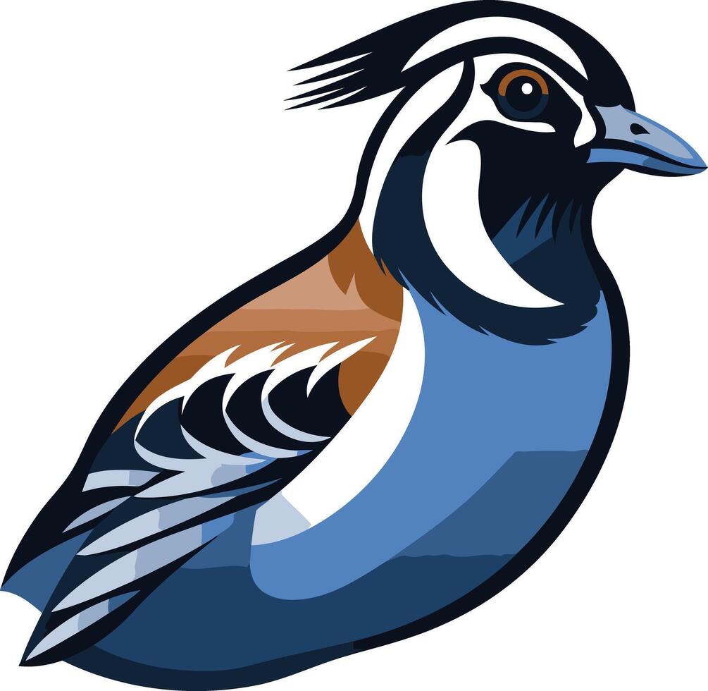 A stylized illustration of a blue and brown bird, perfect for branding, logos, and nature-inspired designs vector