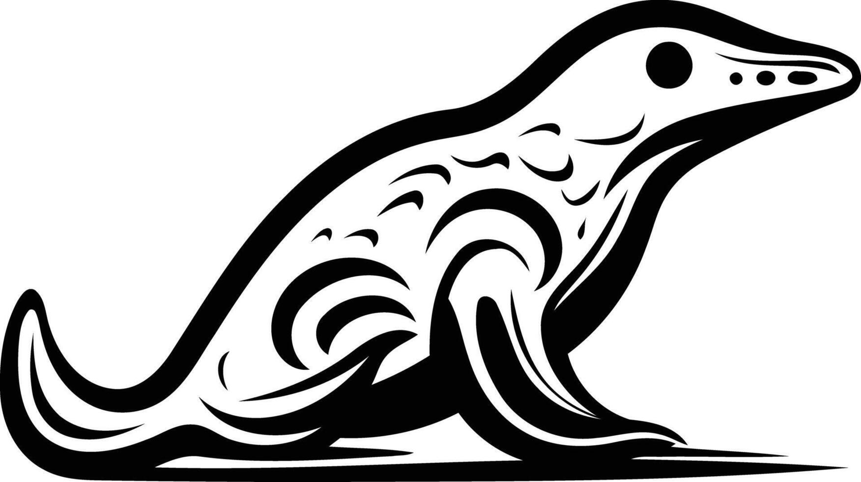 A stylized, tribal-inspired illustration of a frog in a black and white design vector