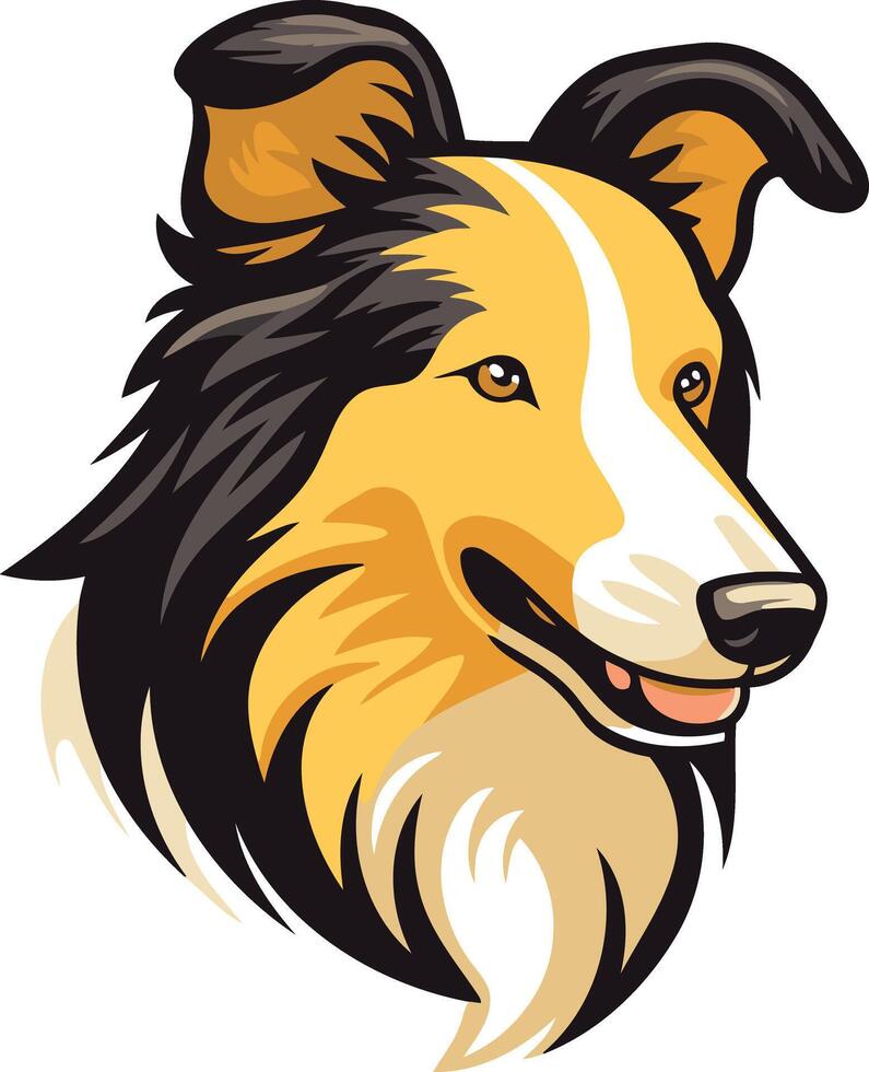 A friendly and approachable collie dog head illustration, perfect for branding, logos, and pet-related designs vector