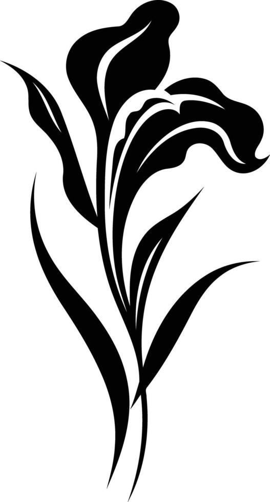 Elegant black and white silhouette of a calla lily flower vector