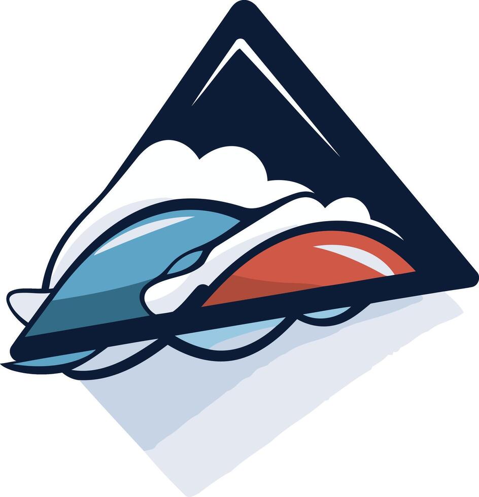 Modern, abstract logo design featuring a wave and a red circle within a triangle vector