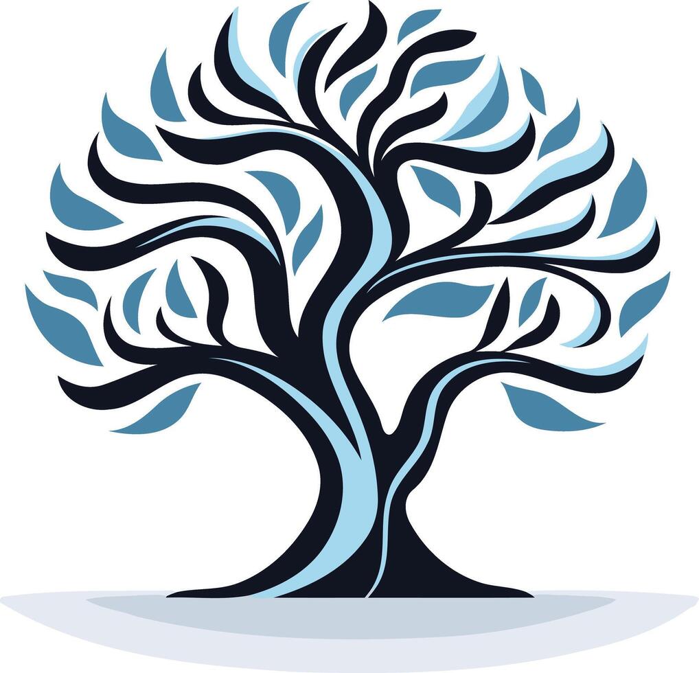 A stylized, minimalist tree logo design with a circular silhouette, perfect for businesses focusing on nature, growth, and sustainability vector