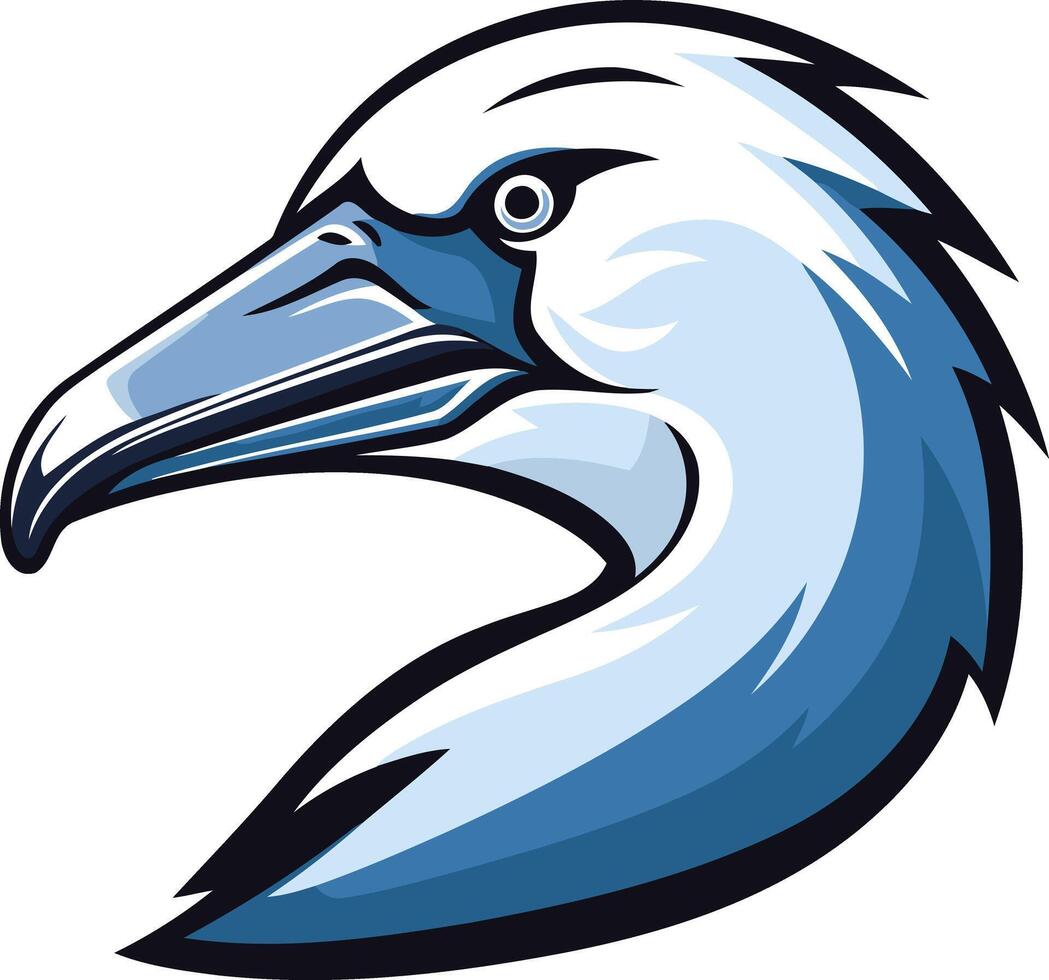 A powerful and stylized illustration of a gannet's head, perfect for a logo, mascot, or branding element vector