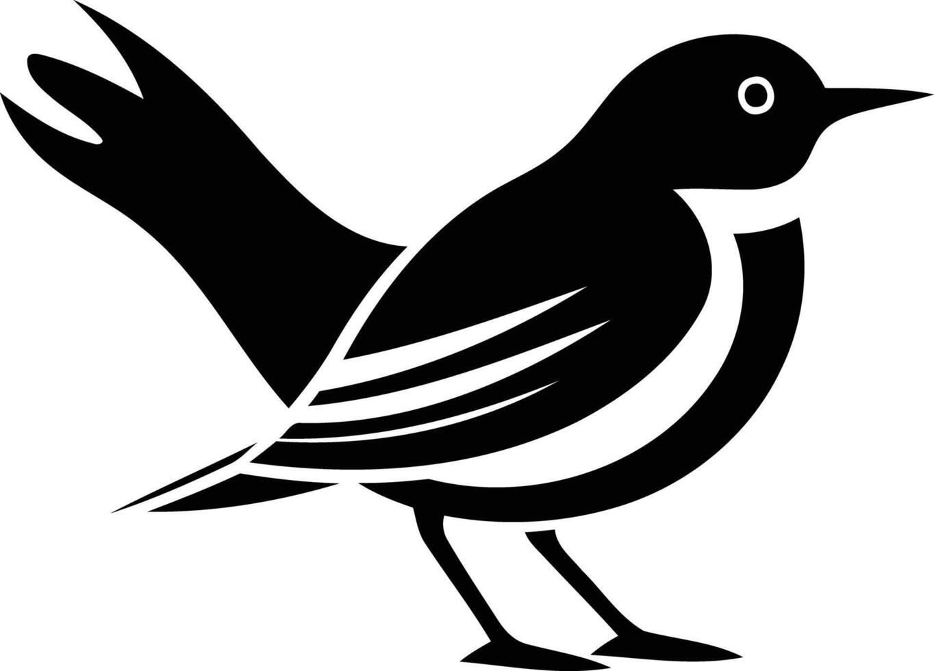 Stylized black and white silhouette of a bird, perfect for logo design, branding, or nature-themed illustrations vector