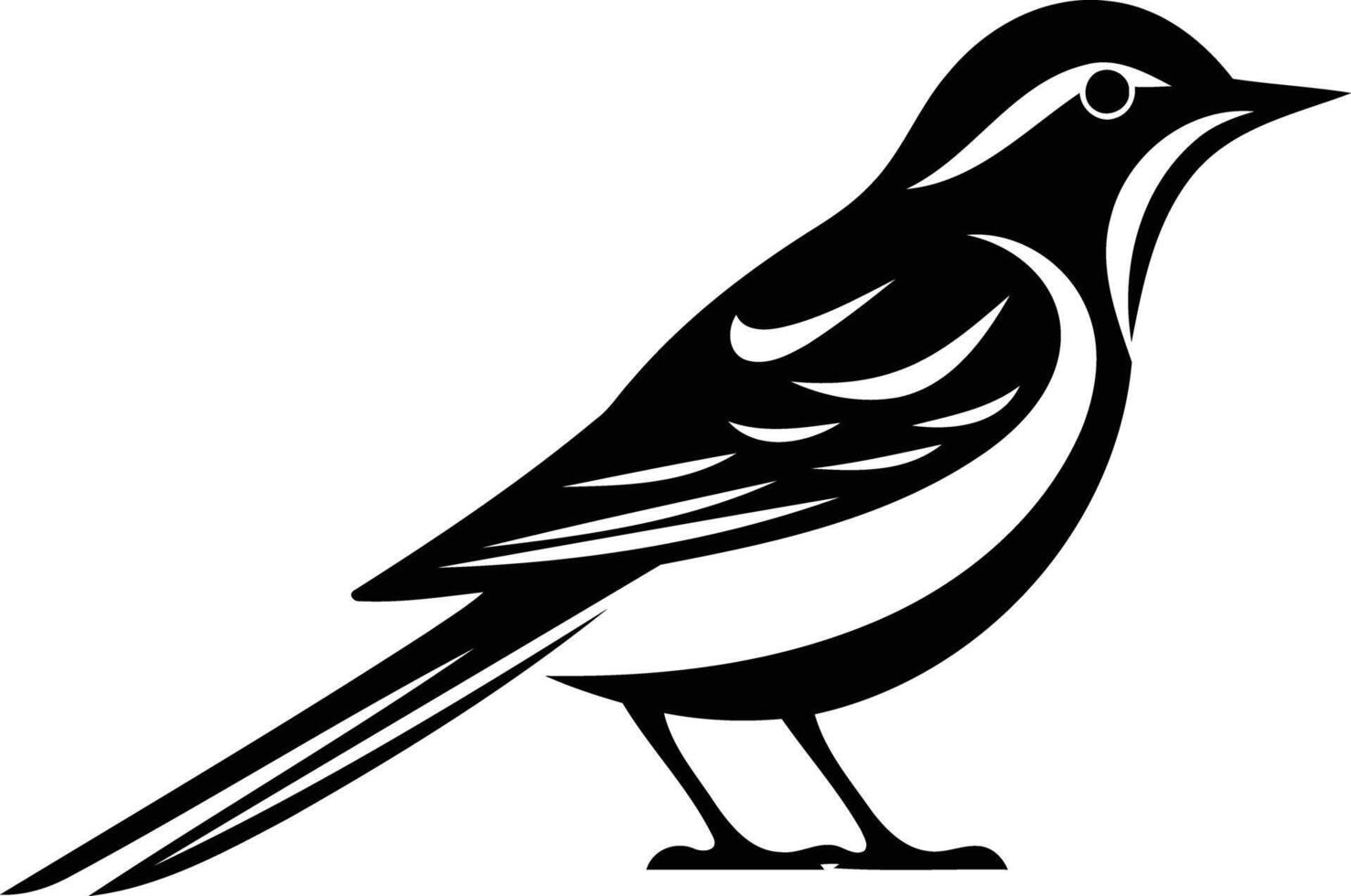 Simple black and white silhouette of a bird vector