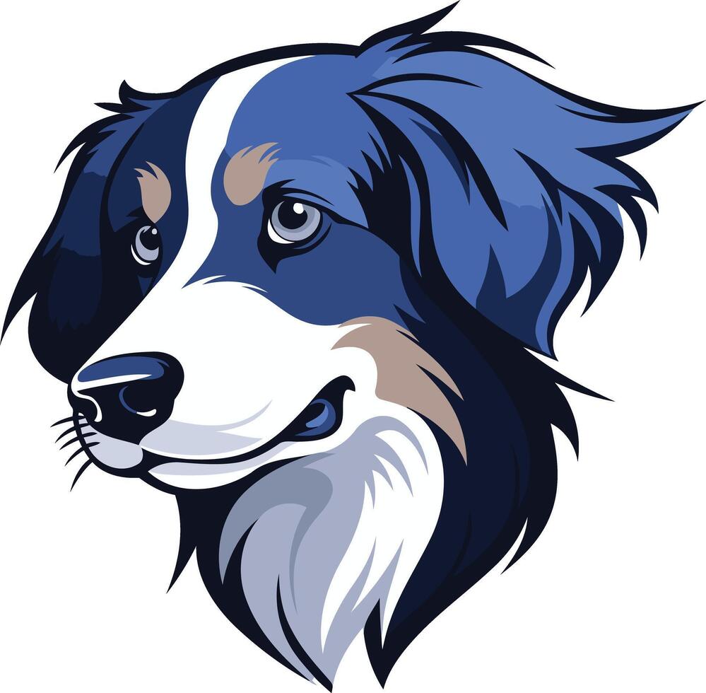 A charming and playful illustration of an australian shepherd dog, perfect for pet-related brands and businesses vector