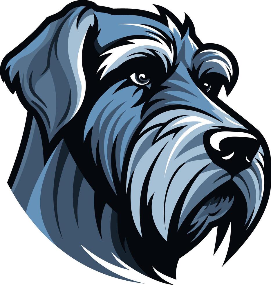 A powerful and striking illustration of a schnauzer's head, perfect for dog lovers, breeders, and pet businesses vector