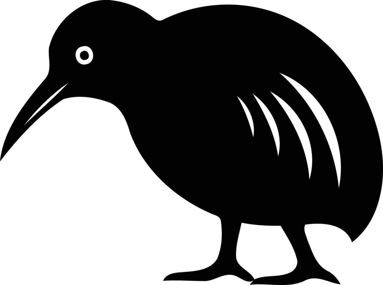 A simple, black and white silhouette of a kiwi bird, the national symbol of new zealand vector
