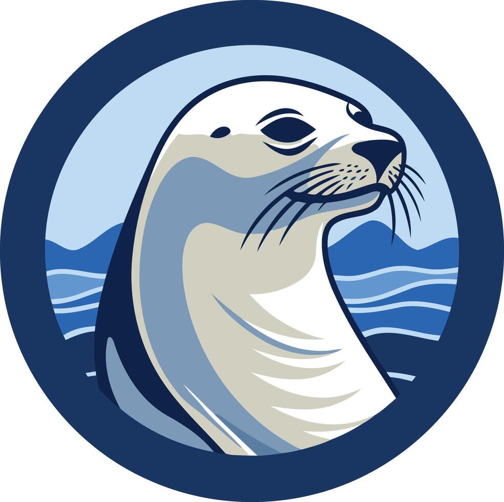 A charming illustration of a seal's head in a circle, perfect for marine conservation or animal-themed branding vector
