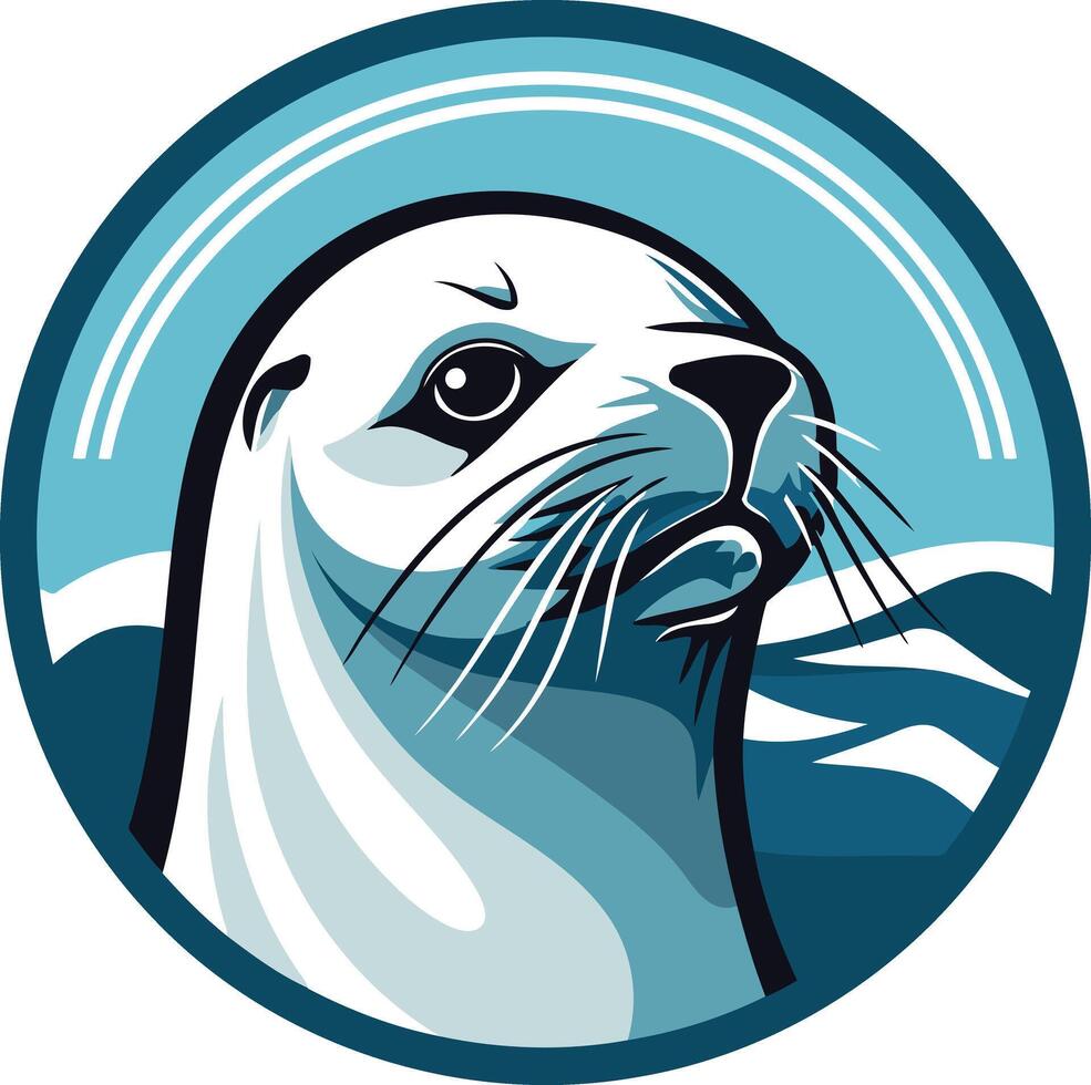 A bold and stylized illustration of a seal's head, perfect for branding or design projects with a marine theme vector