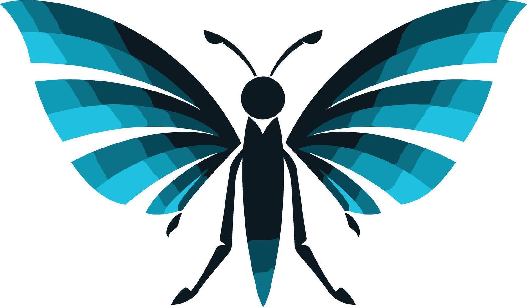 Abstract geometric butterfly logo design in blue and black vector