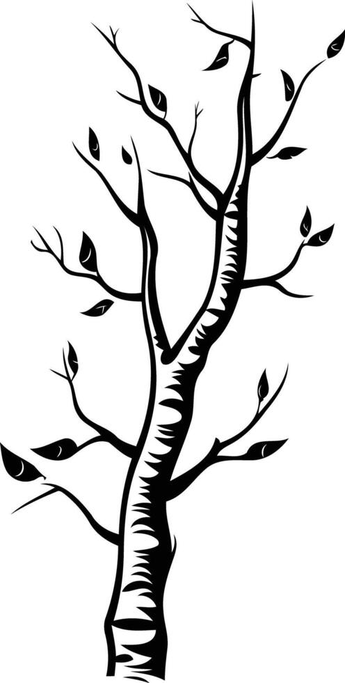 Simple yet elegant silhouette of a tree with delicate branches and leaves, perfect for adding a natural touch to your design vector