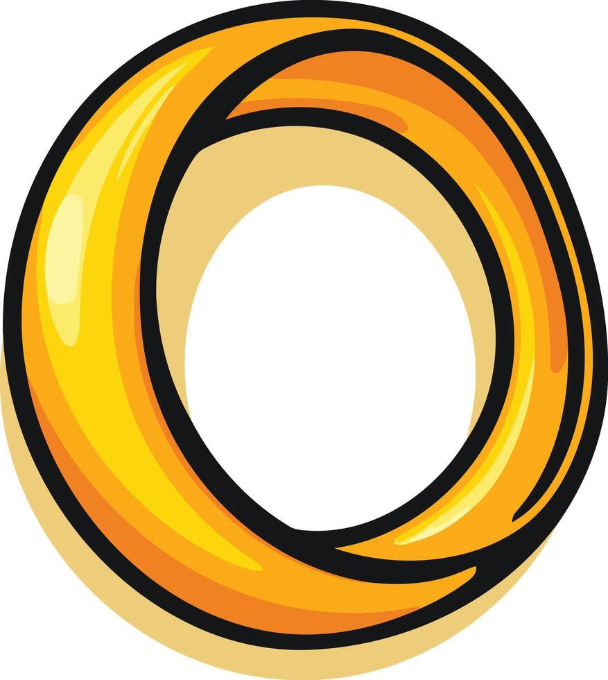 A cartoon style golden ring, perfect for adding a playful touch to your designs vector