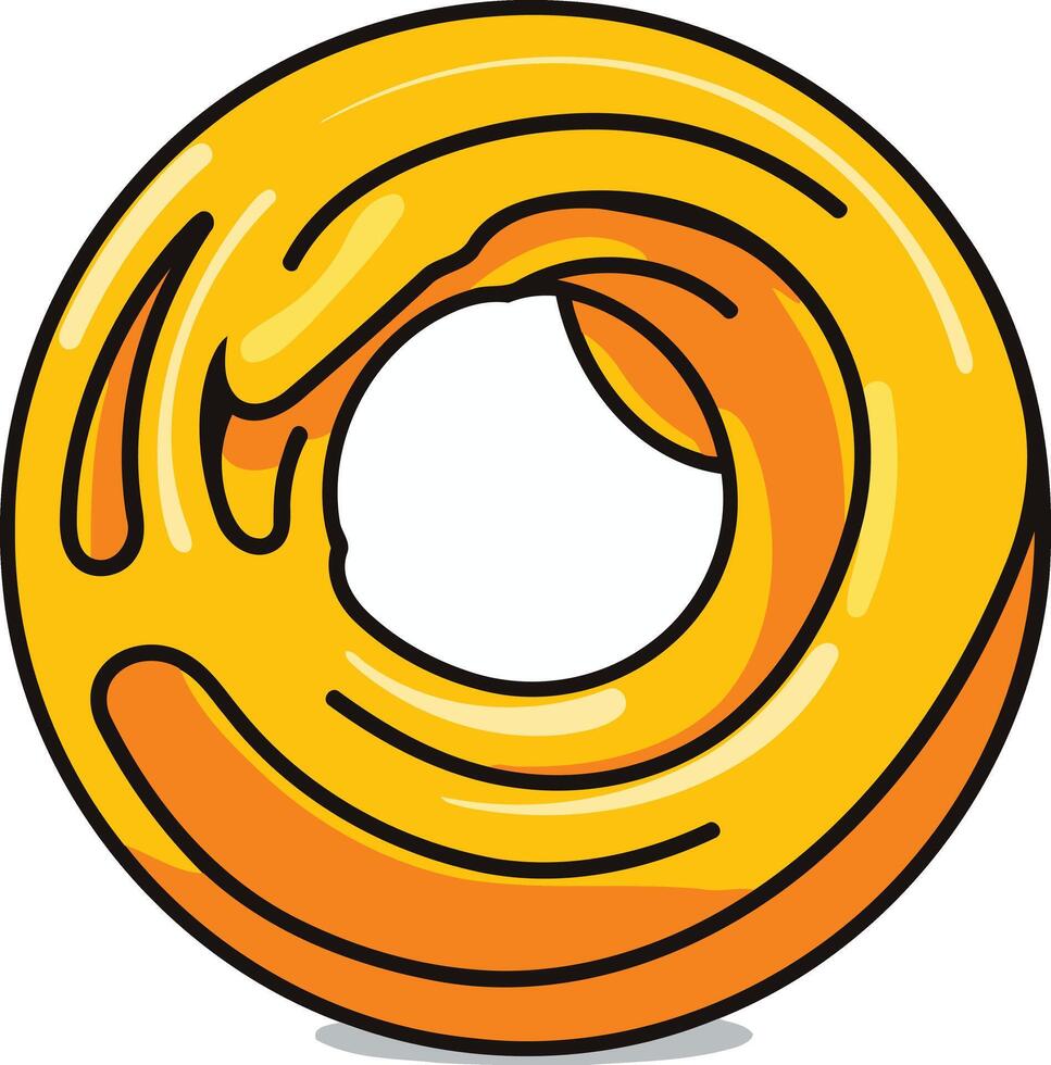 A stylized, dripping honey donut, perfect for branding, social media, or advertising vector