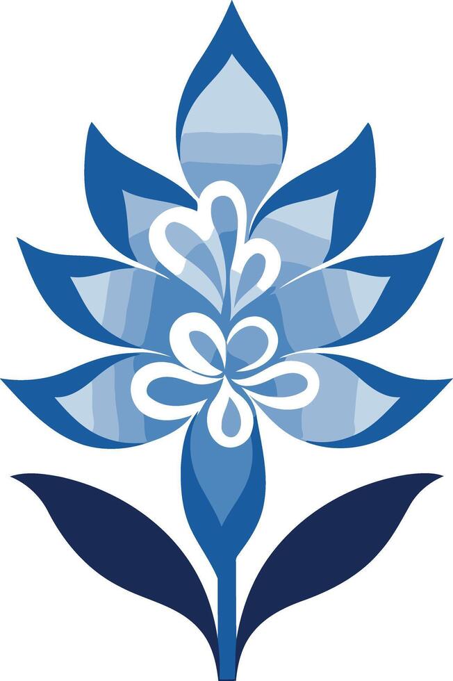 Elegant blue stylized flower design with a white center vector