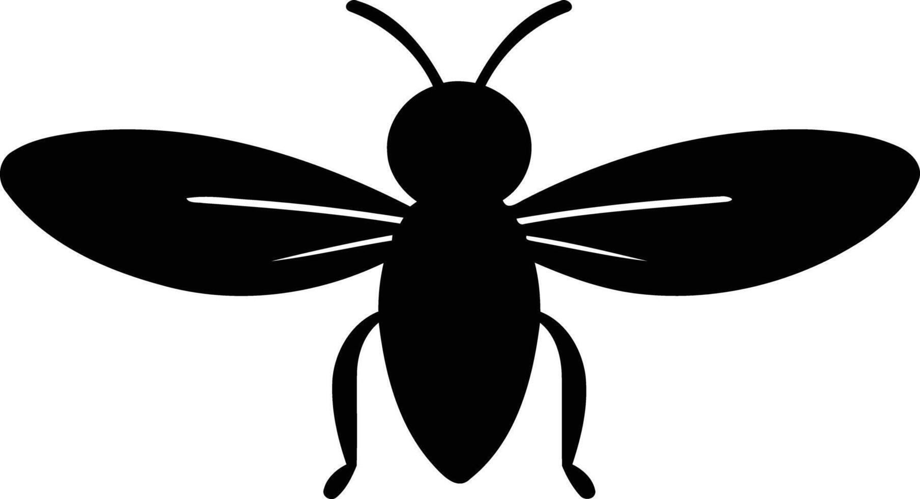 Simple black silhouette of a bee, perfect for creating logos, branding, or icons vector