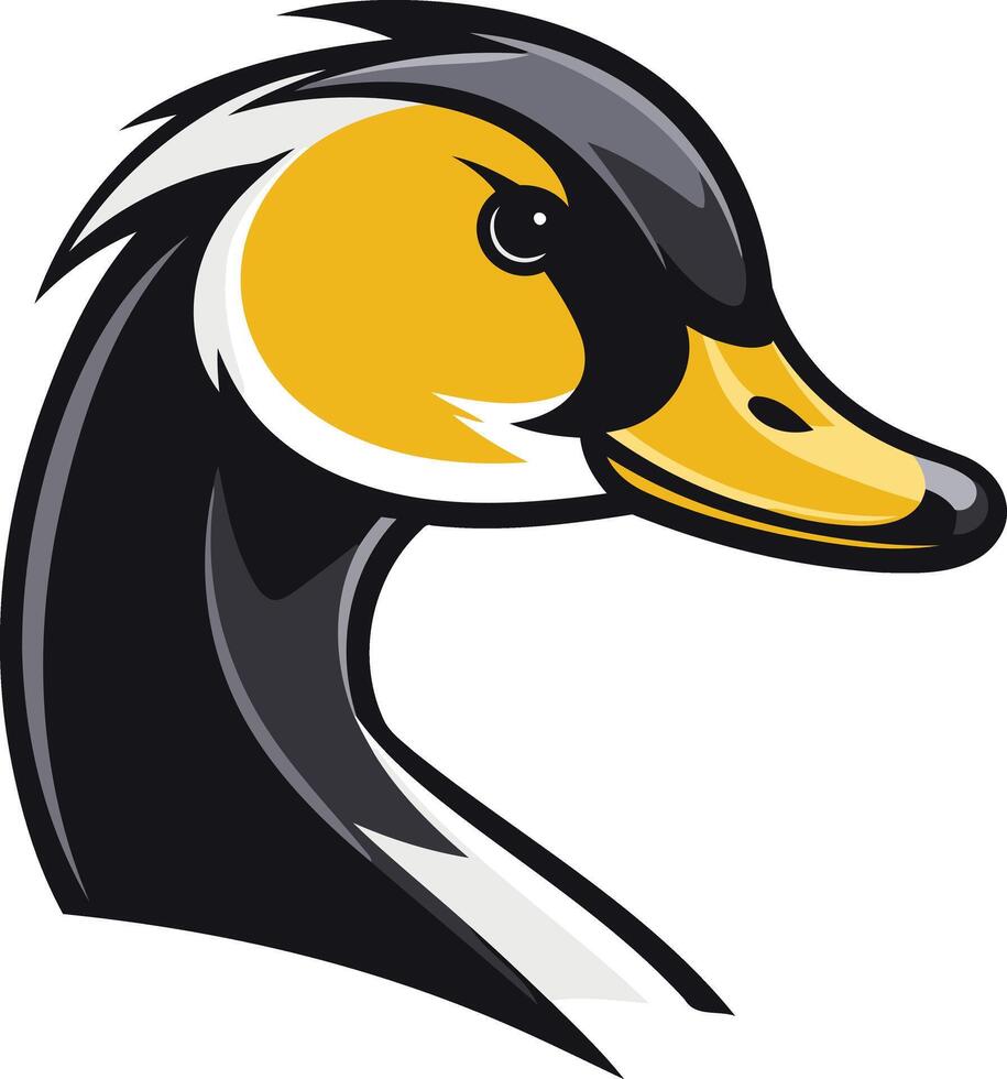 A bold and graphic illustration of a goose's head, perfect for logos, branding, or mascot designs vector