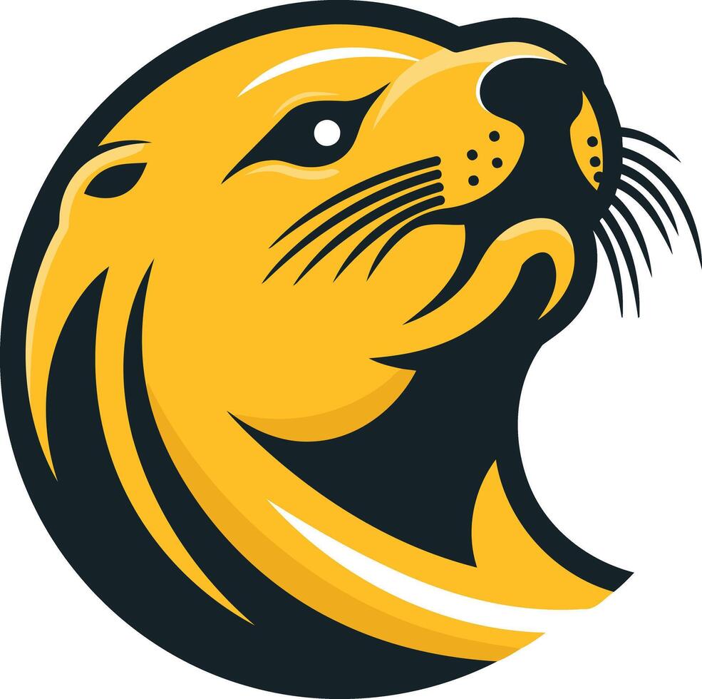 A bold and stylized illustration of an otter's head, perfect for logos, branding, and sports teams vector