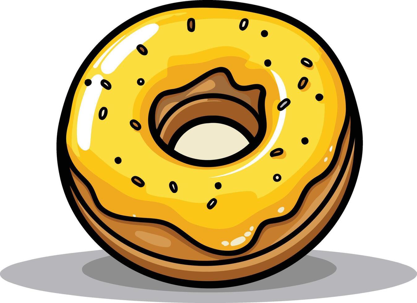 A delicious cartoon donut with yellow glaze and sprinkles vector
