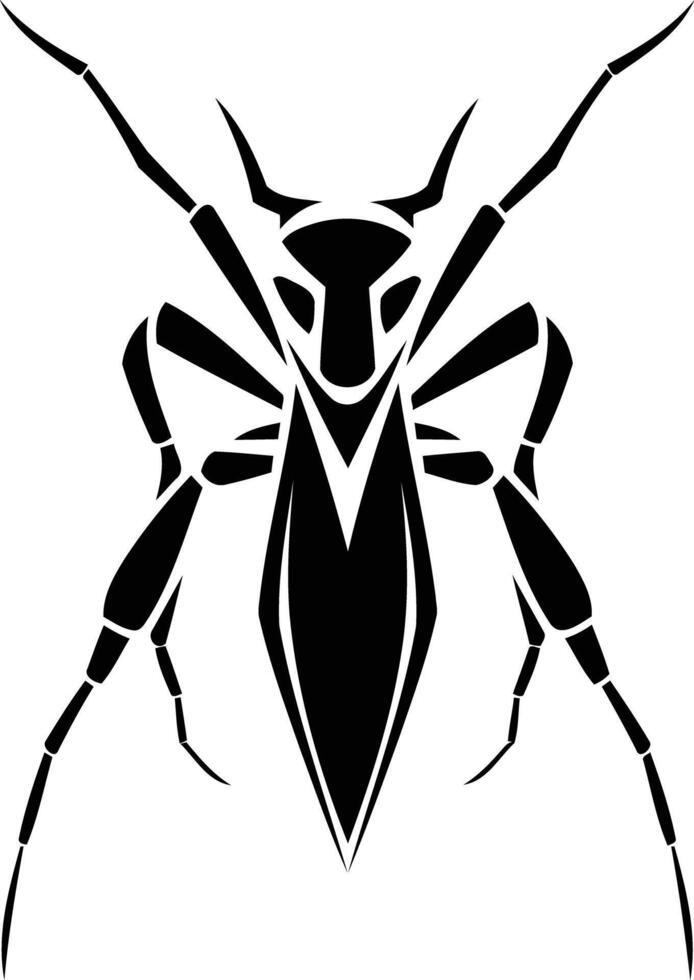 Stylized black insect silhouette, perfect for tattoo designs, logos, and branding vector