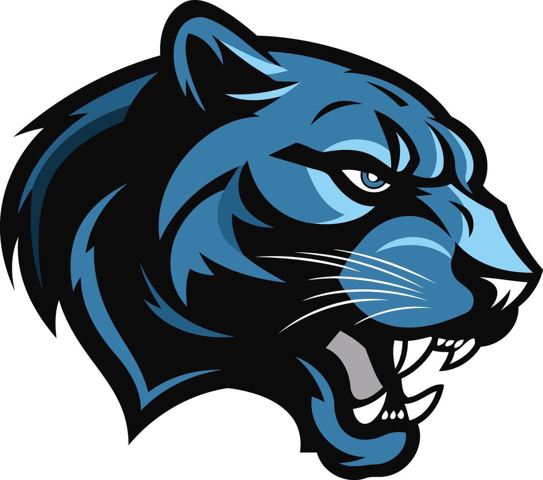 A fierce and powerful blue panther head mascot design, perfect for sports teams, gaming logos, and branding projects vector