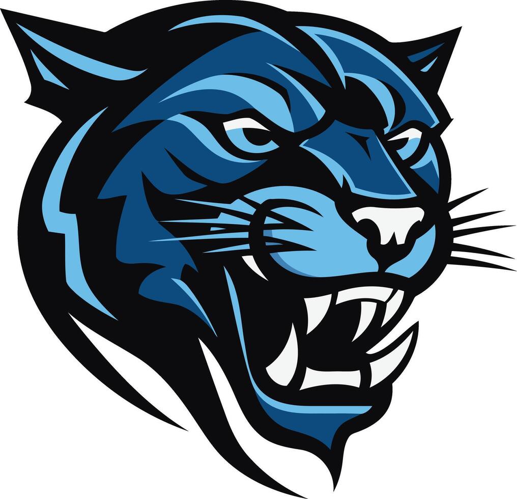 Powerful and fierce blue panther head mascot logo, ideal for sports teams, brands, and organizations seeking a bold and dynamic image vector
