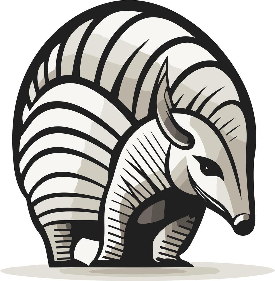 A stylized, minimalist armadillo illustration, perfect for use in logos, branding, and design projects vector