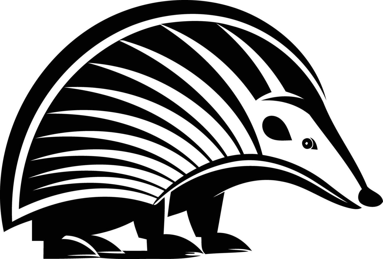 Stylized black and white illustration of a pangolin, perfect for branding, logos, or educational materials vector