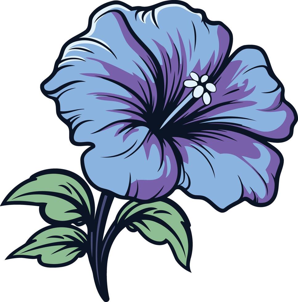 A vibrant blue hibiscus flower, perfect for tropical designs, summer themes, and floral illustrations vector