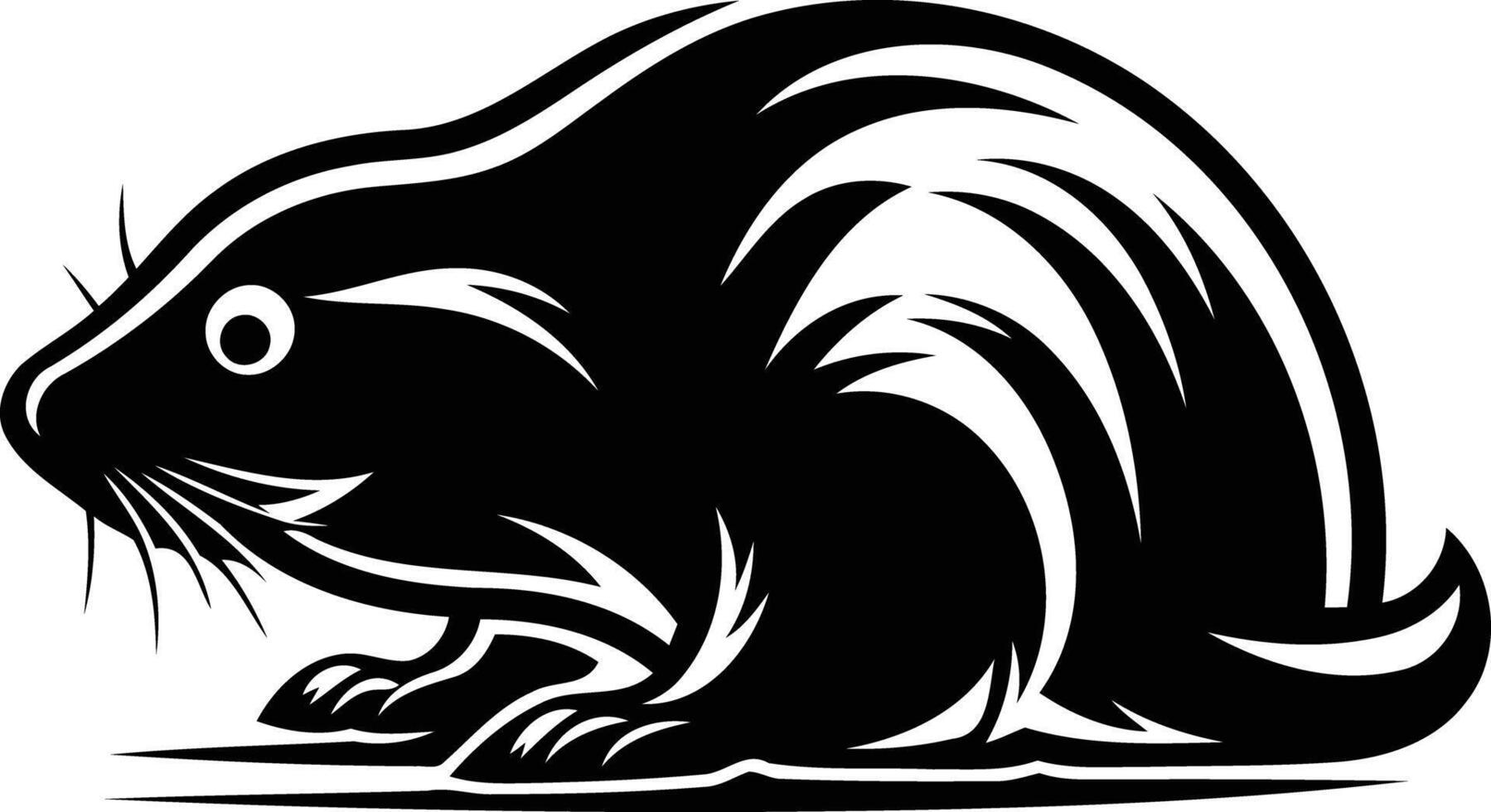A bold and striking black and white illustration of a vole, perfect for use in tattoo designs, branding, and other creative projects vector