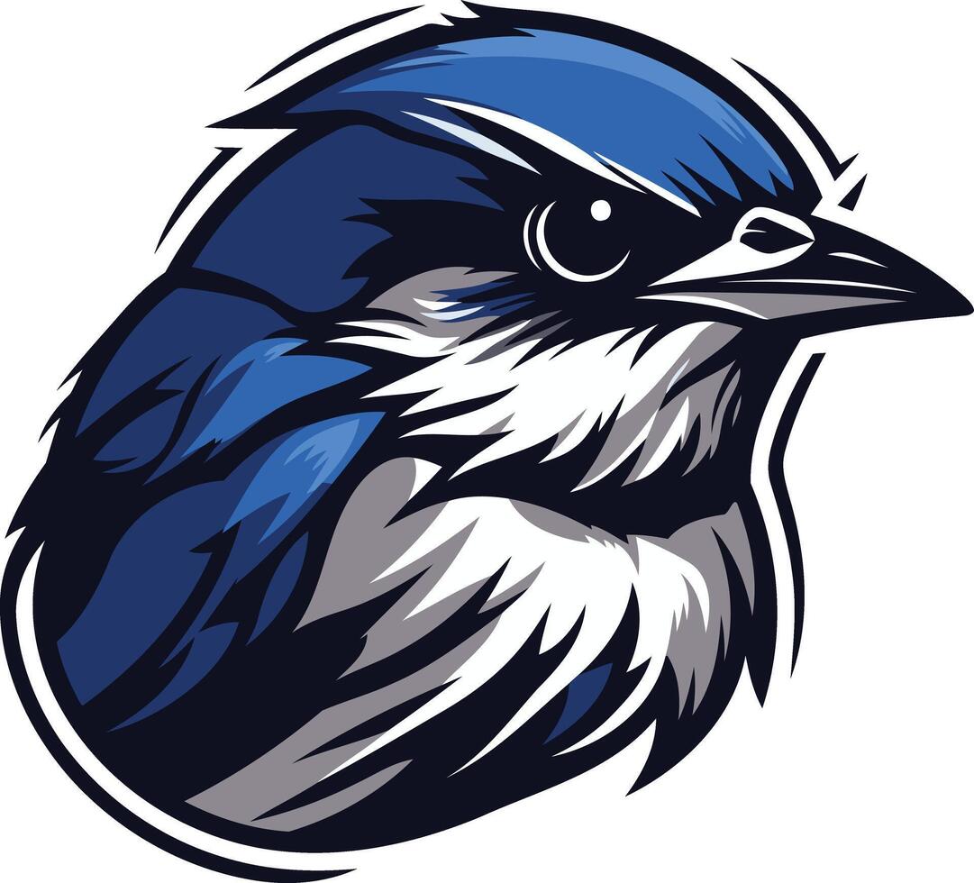 A bold and powerful illustration of a bluebird's head, perfect for branding, logos, and sports mascots vector