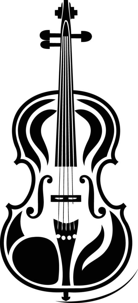 Stylish black and white violin silhouette, perfect for music, art, and design projects vector
