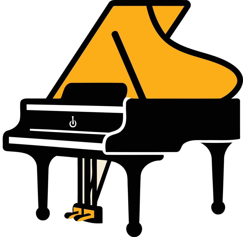 A simple, bold illustration of a grand piano, perfect for music-related projects vector