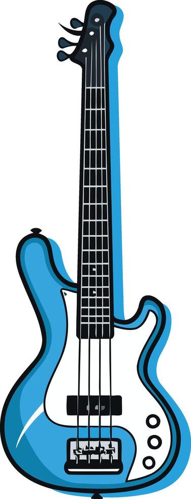 A vibrant blue electric bass guitar, perfect for showcasing musical talent, passion, and creativity vector