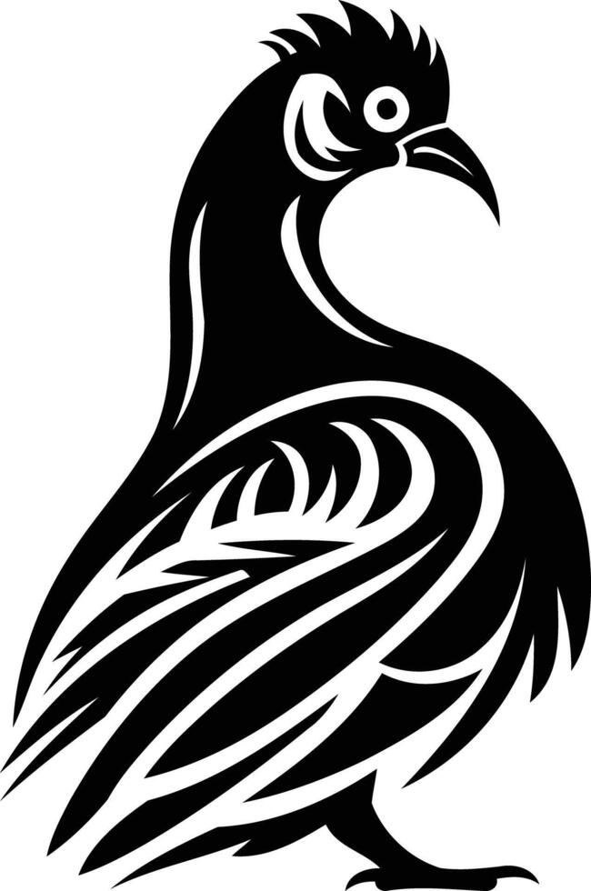 A stylized black and white illustration of a bird in a tribal tattoo style vector