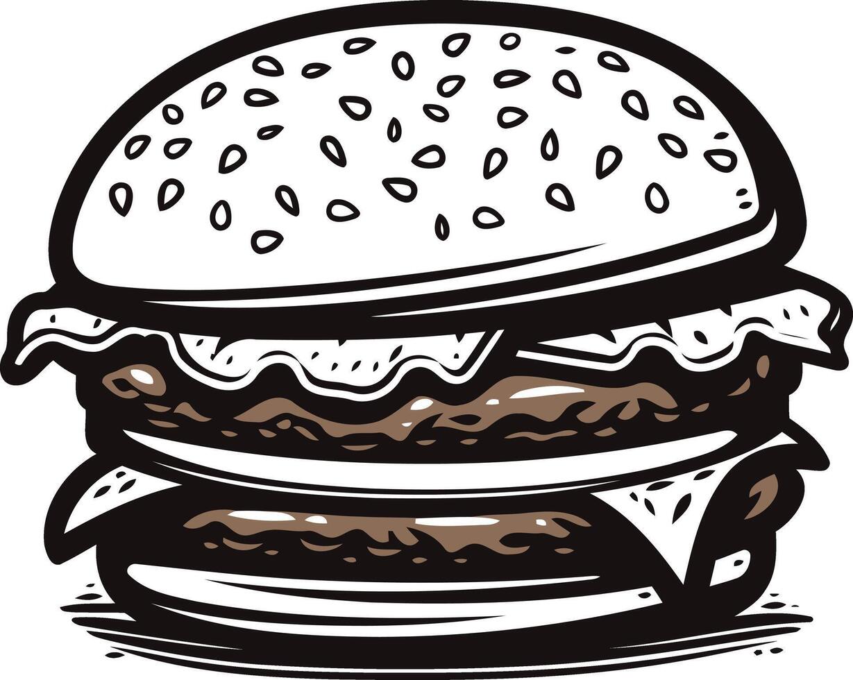 A classic double cheeseburger illustration, perfect for menu design, restaurant branding, and social media posts vector