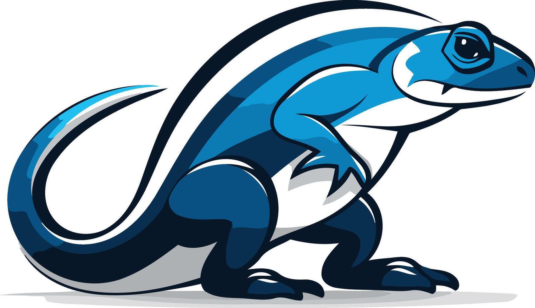 A cool, stylized cartoon iguana in blue and white, perfect for a mascot or logo design vector