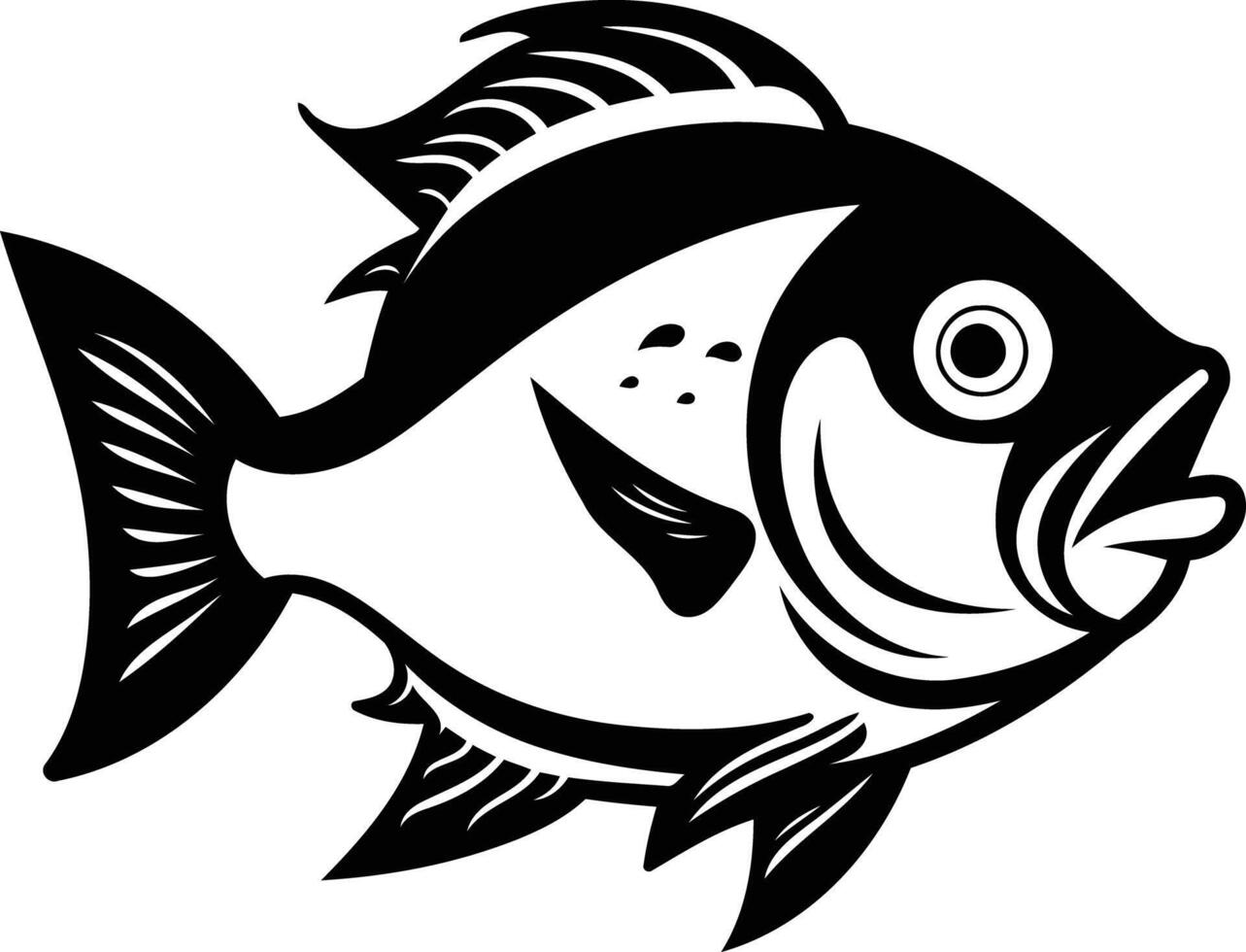 Black and white illustration of a detailed fish, perfect for seafood restaurants, fishing brands, or nautical themes vector