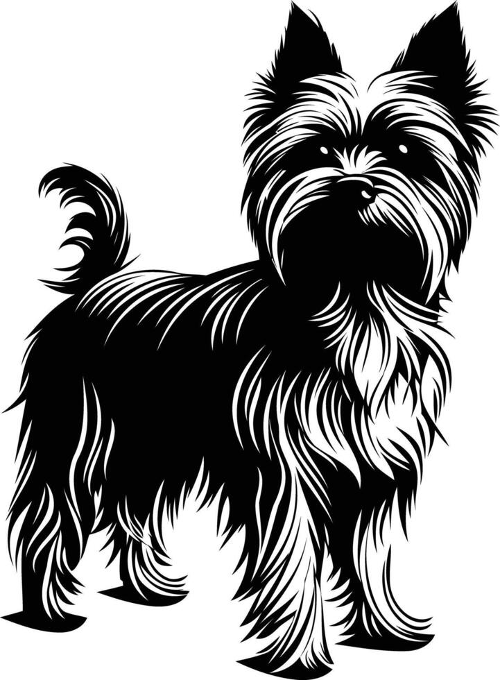 A striking silhouette of a yorkshire terrier, capturing its elegant profile and playful personality vector