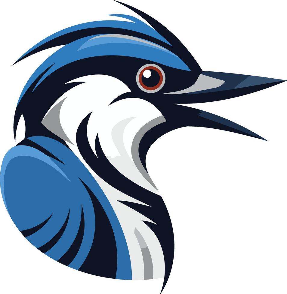 Bold and vibrant illustration of a blue jay bird, perfect for branding, logos, and nature-themed designs vector