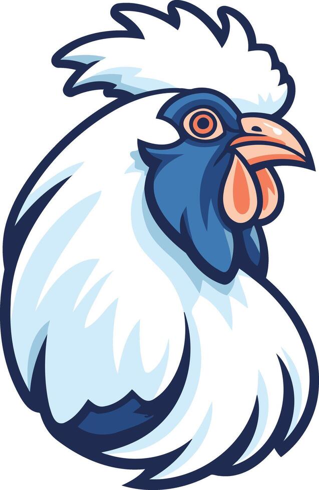 A bold and playful illustration of a rooster head, perfect for branding, logos, and mascot designs vector