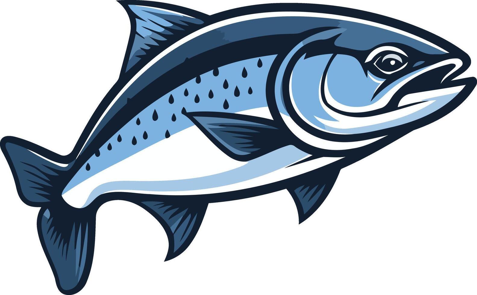 A bold and detailed illustration of a salmon fish, perfect for branding, marketing, and design projects related to fishing, seafood, and nature vector