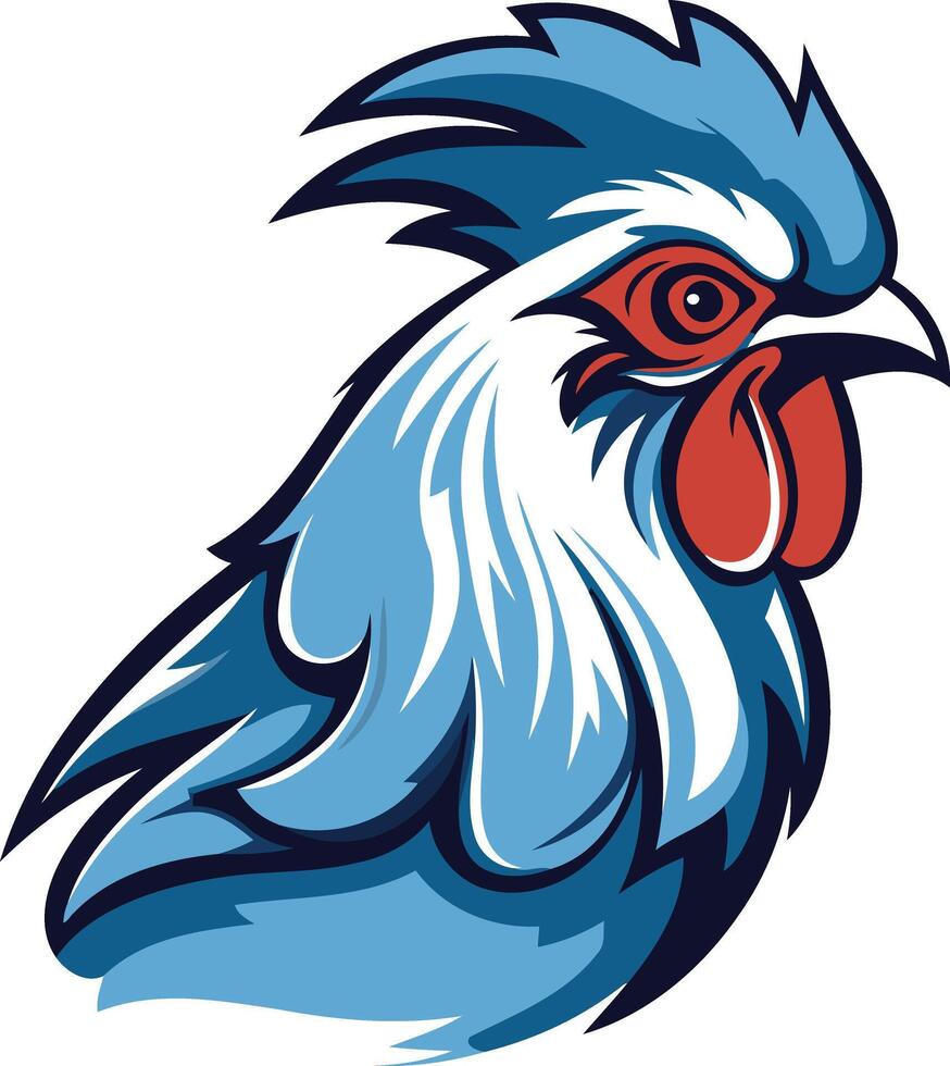 A fierce and stylized rooster head, perfect for branding, logos, and mascot designs vector