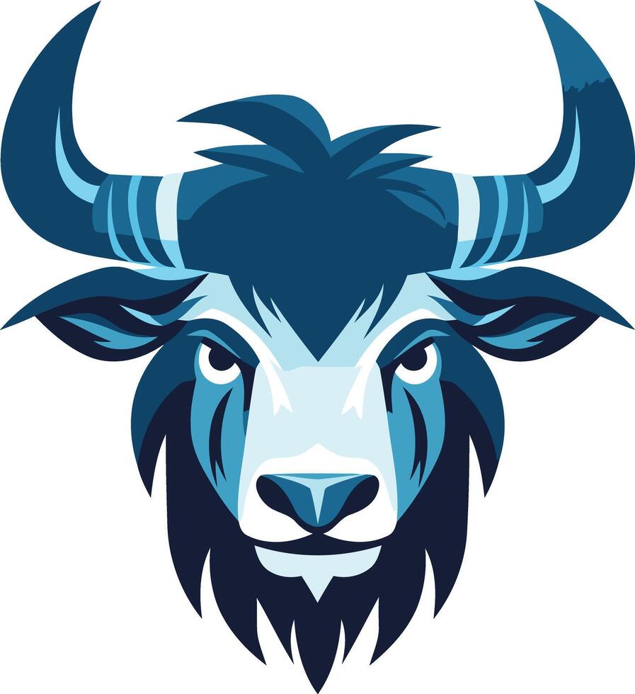 A bold and stylish blue bull head logo, perfect for branding, sports teams, or any company seeking a powerful and confident image vector