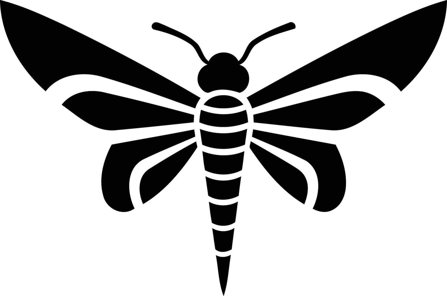 Simple black and white silhouette of a stylized butterfly vector