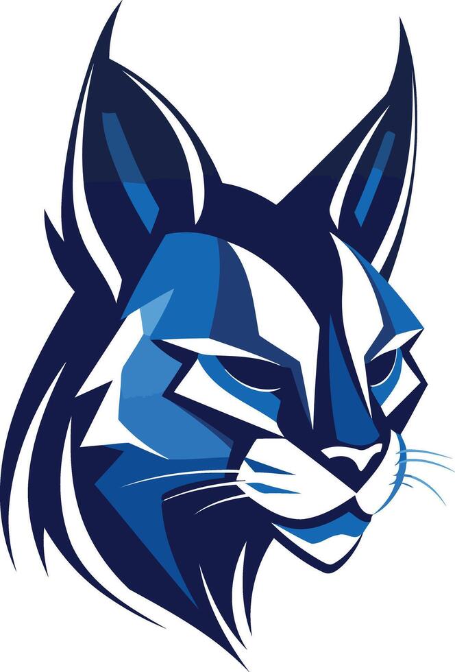 A bold and stylized blue lynx head, perfect for a mascot or logo design vector