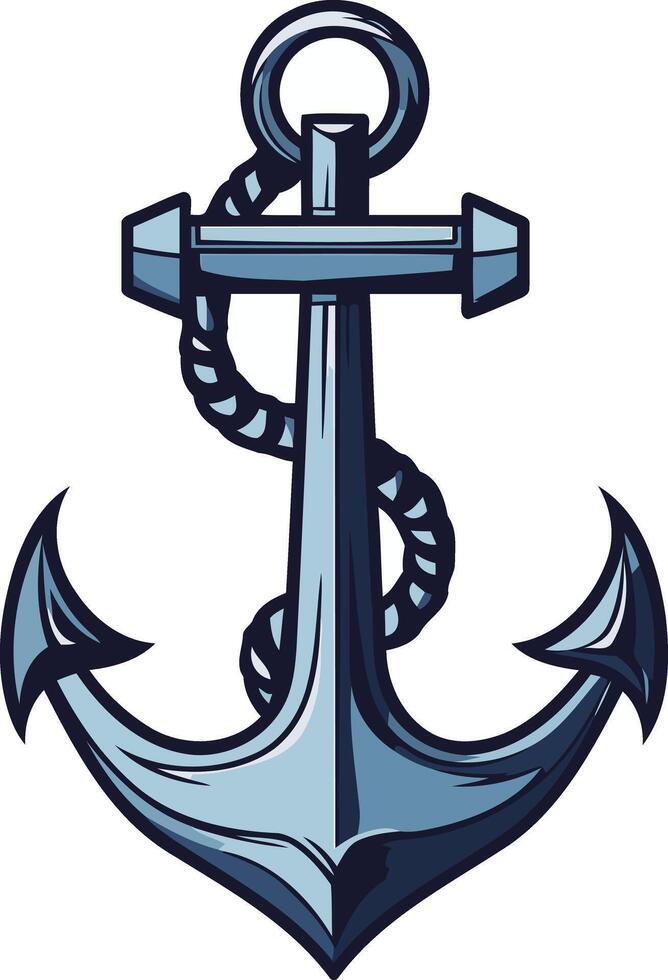 A classic nautical anchor illustration in blue, perfect for maritime, marine, and sea-themed designs vector