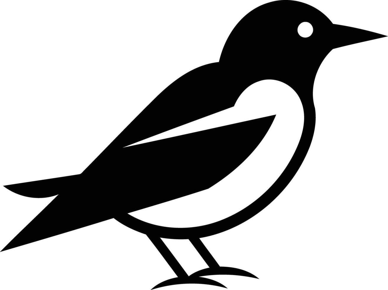 Simple, minimalist black and white bird silhouette vector